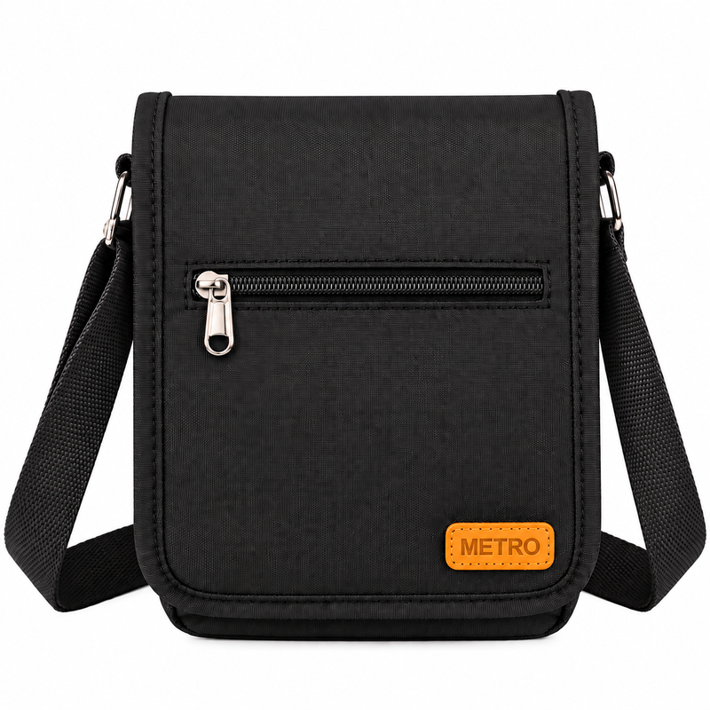 LL-256 Black Polyester X-Body Shoulder Bag W/4 Zips (New) (image for) LL-256 Black Polyester X-Body Shoulder Bag W/4 Zips (New)